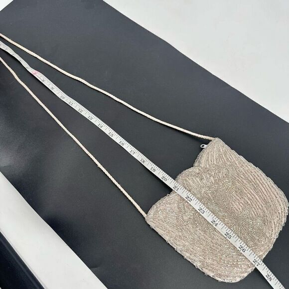 Vintage La Regale Womens Floral Beaded Crossbody Clutch Purse Bag White Cocktail - Picture 12 of 13